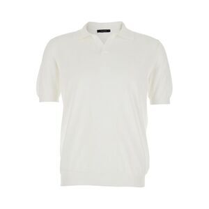 Tagliatore Men White Polo With Open Collar And Short Sleeves In Cotton For Men